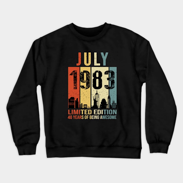 Made In 1983 July 40 Years Of Being Awesome Crewneck Sweatshirt by Red and Black Floral